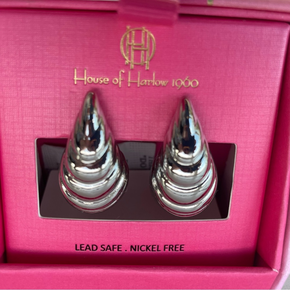 House of Harlow 1960 Silver Tone Hoop Earrings